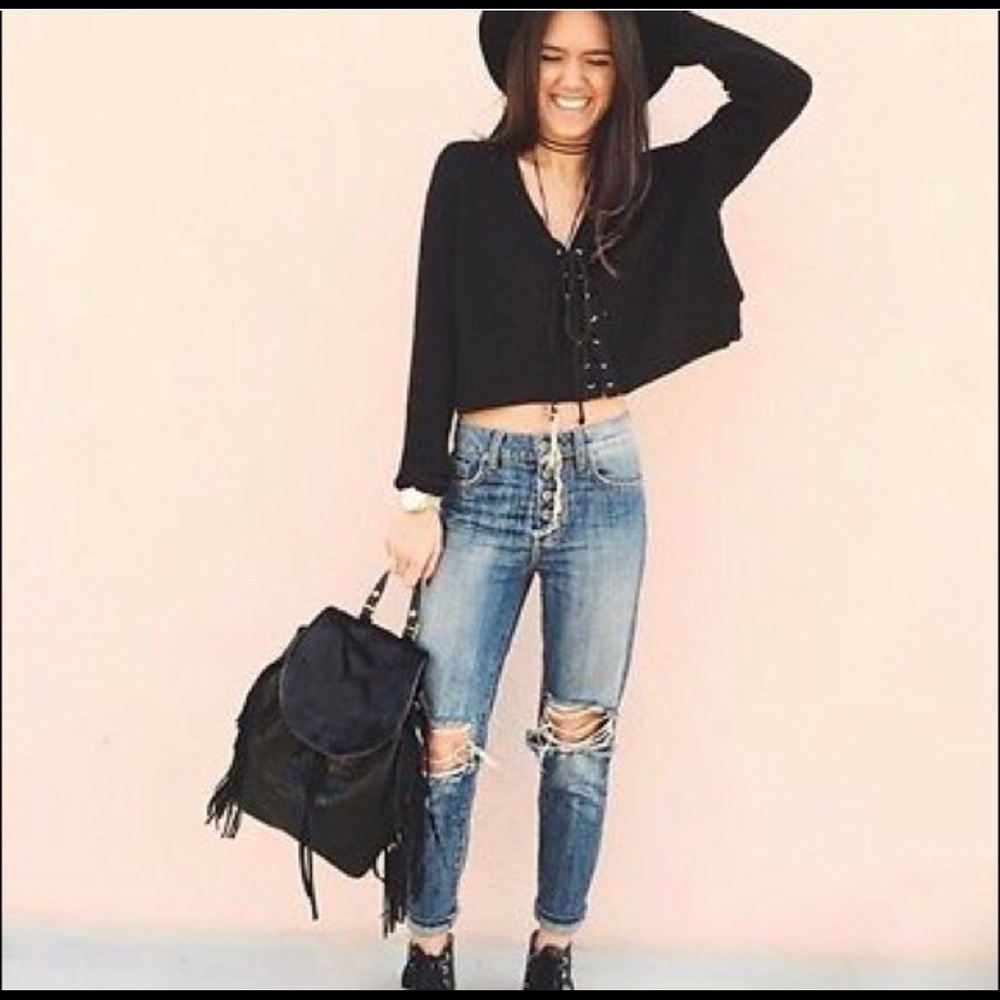 LF Millau Lace Up Sweater in Black